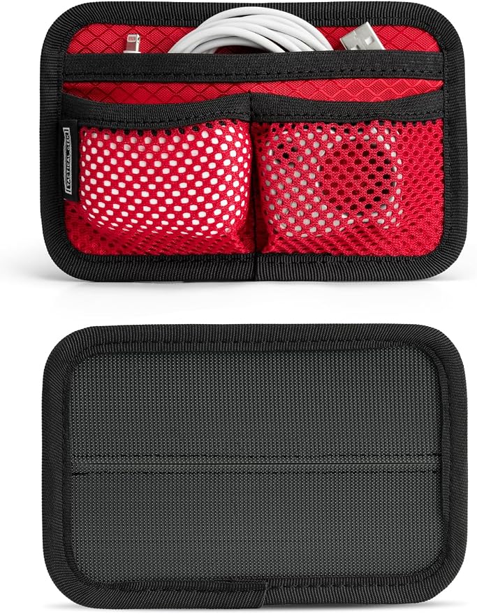TACTICAL_GEEK TCM3 Mini EDC Organizer Board, Backpack Accessories with Open Pocket & Mesh Pocket, Utility Admin Bag Insert Panel Hook and Loop Modular Organizer for Daily Carry(Red) by TACTICAL_GEEK