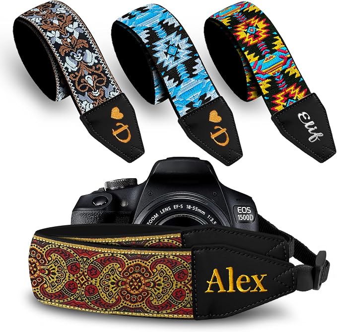 Art Tribute Custom Camera Strap Ethnic Red - Add Your Text and We Make It Especially For You Get Your Own Personalized Gift Camera Strap, No Shipping Cost! by ArtTribute