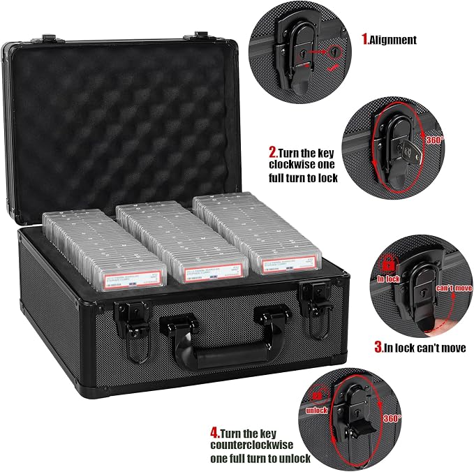 Graded Card Case, Storage Organizer Box for Sports Trading Card Slab Holder | Protable Aluminum Alloy Graded Card Storage Box Compatible with 100 Card Slabs, Sports Trading Card Case Fits PSA, CSG, BGS - Image 2