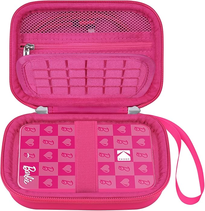 Elonbo Case for Kodak x Barbie Instant Smartphone Portable Photo Printer | Kodak x Barbie Portable Mini Color Wireless Mobile Printer Hard Travel Bag, Instant Picture Printer Storage Holder, Raspberry by Elonbo