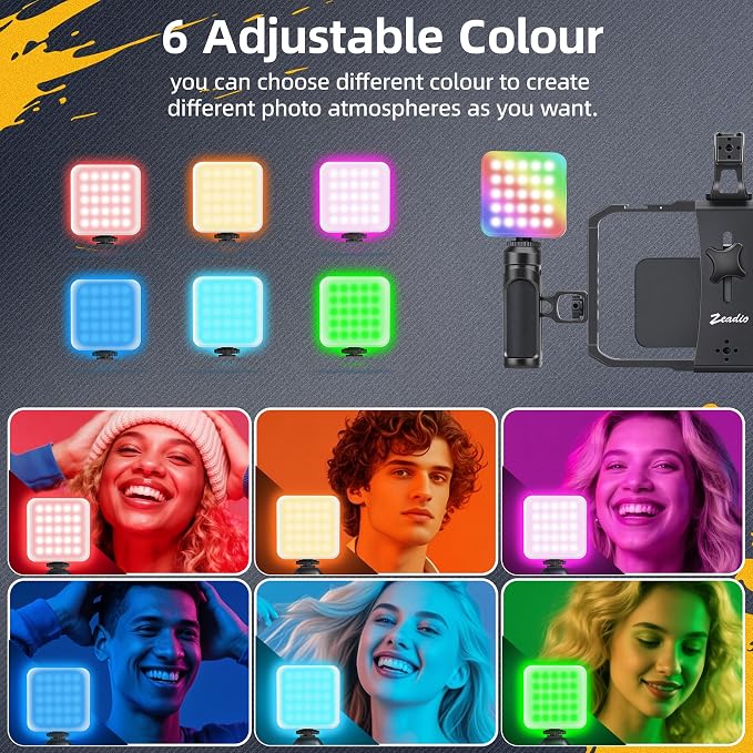 Zeadio Professional Video Rig Stabilizer Kit, Handheld Stabilizer with Aluminum Phone Cage, Action Camera Adapter, Compatible with Phones DSLR Camera for Vlogging YouTube TikTok Filmmaking etc - Image 8