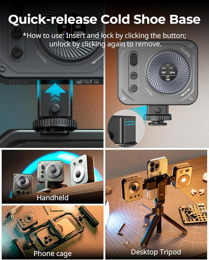SmallRig RM120 RGB LED Video Light Panel, 7W Portable Metal Camera Light | 2500-8500K CRI TLCI 98+, 5000mAh / 3H Runtime / OLED Screen / 12 Effects for TikTok, Content Creator, Photographer - Image 7