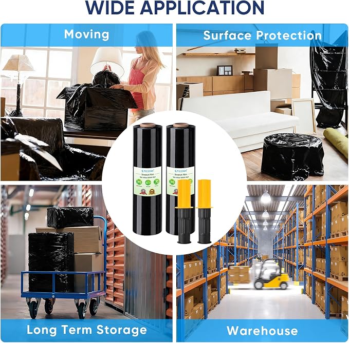 TICONN Stretch Wrap Roll, 15 in x 1000 ft Plastic Wrap for Moving Furniture | Odorless Industrial Strength Stretch Film, 300% Stretchability, Self-Adhering, Ideal for Furniture, Box Protection - Image 7