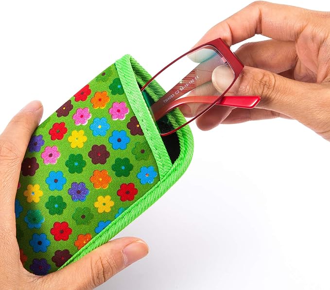 TRIUMPH VISION 3 Pack Reading Glasses Pouch Soft Case Eyeglass Sleeve Slim | Alternative to Bulky Case in bag, Lightweight Lined Padded Protect Optical lens Slip in, Cute Pattern Portable for Daily Use - Image 3