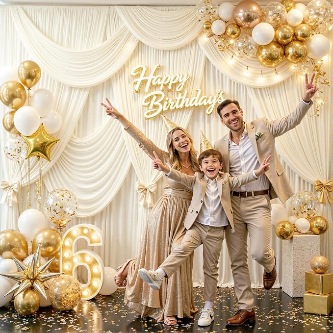 8 Panels Champagne Backdrop Curtain for Parties Wedding Baby Shower Wrinkle Free Photo Curtains Backdrop Drapes Fabric Decoration for Bridal Shower 40ft(W) x 10ft(H) - Image 2