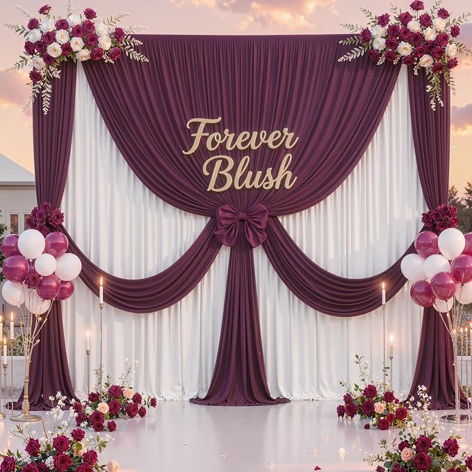 40 ft x 10 ft Wrinkle Free Maroon Backdrop Curtain for Parties, Polyester Burgundy Photo Backdrop Drapes 8 Panels 5x10ft for Baby Shower Wedding Birthday Party Engagement Ceremony Decoration - Image 7