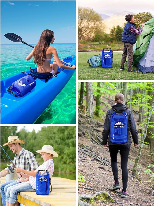 HEETA Dry Bag Waterproof Backpack with Phone Case 5L/10L/20L/30L/40L | Roll Top Lightweight Dry Storage Bag for Women Men, Travel Boating Kayaking Paddle Board Camping Beach Essentials Accessories - Image 6