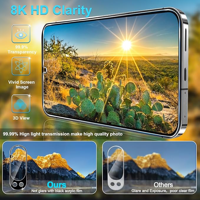 3 Pack Privacy Screen Protector for Google Pixel 10 Pro XL Tempered Glass + 2 Pack Camera Lens Protector, True 25°Anti Spy, 9H+ Hardness, Fingerprint Unlock, Case Friendly Bubble-Free 6.8 Inch - Image 6