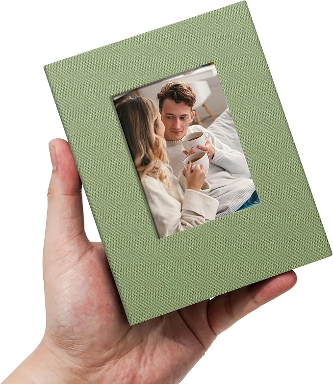 Small 4x6 Photo Album 100 Pockets Linen Cover Light Green | Linen Cover, Front Window, Portable Mini Picture Book, Family Travel Wedding Memory Keepsake by Remowith