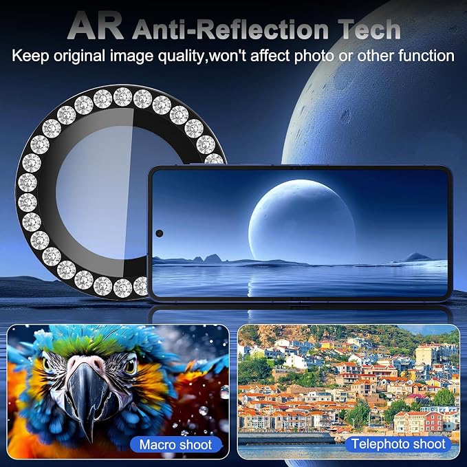 Meshine for Samsung Galaxy Z Flip 7 Camera Lens Protector,Scratch Proof,Strong Adsorption,9H Hardness with Metal Ring Camera Cover,Ultra Thin Case Friendly, Accessories Lens Protector,Shiny Black - Image 4