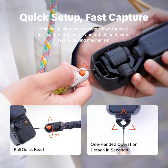 PGYTECH Camera Strap for DJI Osmo Pocket 4/3/Xtra Muse/Insta360 Luna Ultra | 2-in-1 Shoulder/Wrist Lanyard, Adjustable Crossbody Shoulder Strap for Outdoor/Travel/Vlogging/Video Record - Image 3