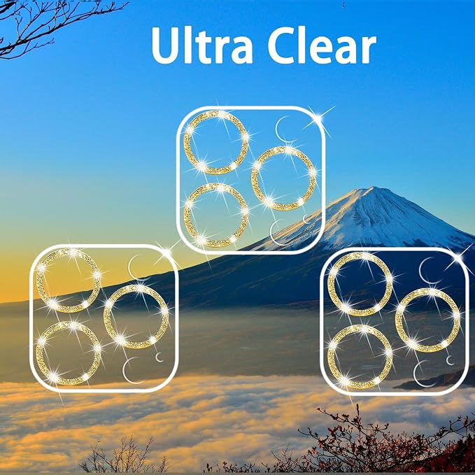 Dengduoduo 3 Pack Tempered Glass Camera Lens Protector for iPhone 12 Pro Max 6.7" Bling Glitter Sparkle, Ultra HD, 9H Hardness, Anti-Scratch, Case Friendly, Easy to Install [No Affect on Night Shots] - Image 4