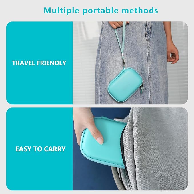 Hard Carrying Case for Kodak Step Instant Smartphone Photo Printer - Portable Mini Color Wireless Mobile Printer, Zipper Mesh Pocket for USB Cable, Photo Paper, Green - Image 5