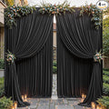16ftx10ft Wrinkle Free Black Backdrop Curtain - 10 Feet Photography Backdrop Drapes, Silky Polyester Back Drop Cloth for Wedding Baby Shower Balloon Arch Background by Unknown