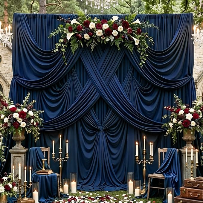 20ftx10ft Navy Blue Backdrop Curtains for Parties, Wrinkle Free Navy Photo Curtains Backdrop Drapes 4 Panels Back Drop Cloth Drapery for Wedding Birthday Photography Background - Image 7