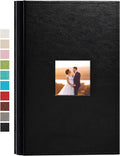potricher Small Photo Album 4x6 300 Photos, Leather Cover, Black | Leather 4x6 Picture Album with 300 Horizontal Pockets, Photo Book for Family, Wedding, Anniversary, and Baby by potricher