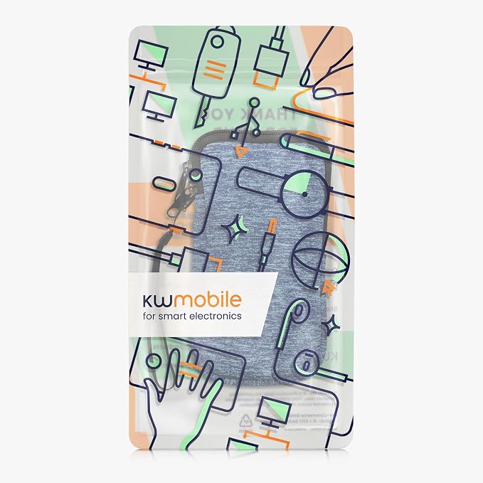 kwmobile Universal Phone Pouch Size XXL - 7" - Neoprene Smartphone Pouch with Zip - Water-Repellent Mobile Phone Case - Sleeve in Ocean Blue/Light Blue - Image 7