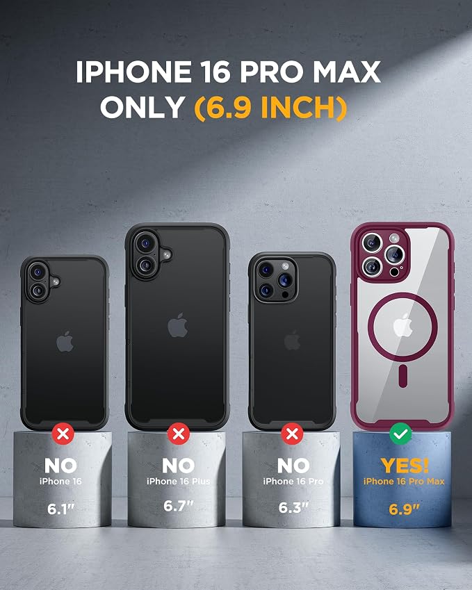 miracase Privacy for iPhone 16 Pro Max Case, 25° Anti-Spy, Plum | Built-in Privacy Screen Protector, Compatible with MagSafe, Full Camera Protection, 360° Full Body Shockproof Phone Case 6.9" - Image 7