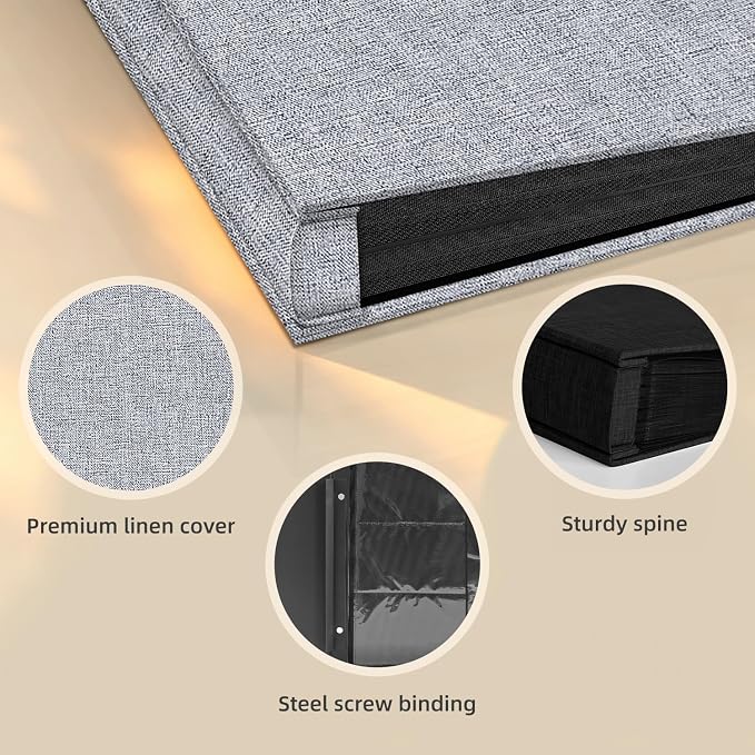 Popotop Photo Album 4x6 600 Pockets for Wedding Gifts,Linen Hardcover Picture Albums for Family Anniversary Baby Vacation Pictures - Image 4