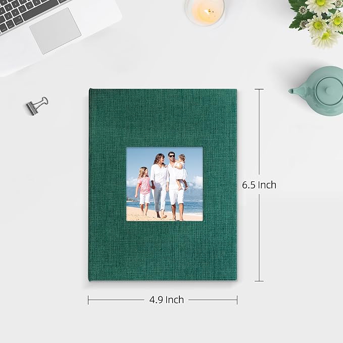 Mublalbum 2 Pack Small Photo Album 4x6, 52 Pockets, Linen Cover,Dark Green | Linen Cover with Display Window, 52 Vertical Pockets, Portable Mini Picture Book for Artwork Postcards, Picture Storage - Image 2