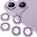 AGVEE 3+3 6 Pack for iPhone 14/14 Plus Camera Lens Protector Cover | Individual Bling Diamond & Bling Glitter Sparkle Cute Gem Metal Ring, 9H Tempered HD Glass by AGVEE