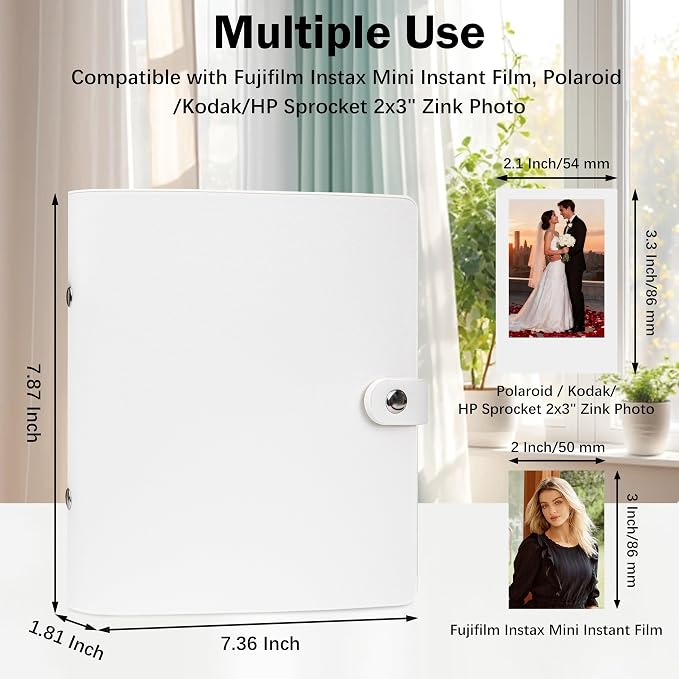 320 Pockets 2x3 Inch Photo Album for Polaroid & Instax Mini Pictures, White | PU Leather Cover, Gift Box Packaging, Acid-Free Pages, With Snap Closure, Securely Hold all Your Precious Instant Snapshots - Image 2