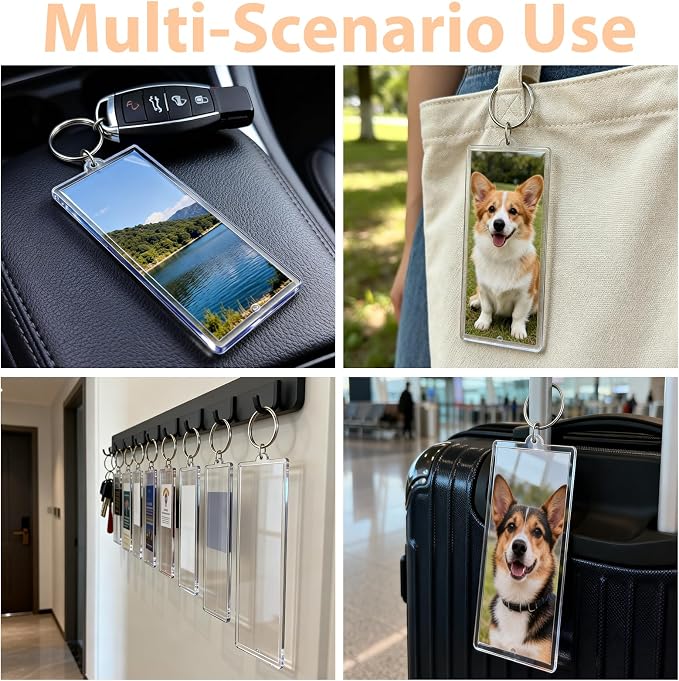 Acrylic Photo Keychain Bulk Set - Double Sided Picture Frame Keychain Holder - Image 7
