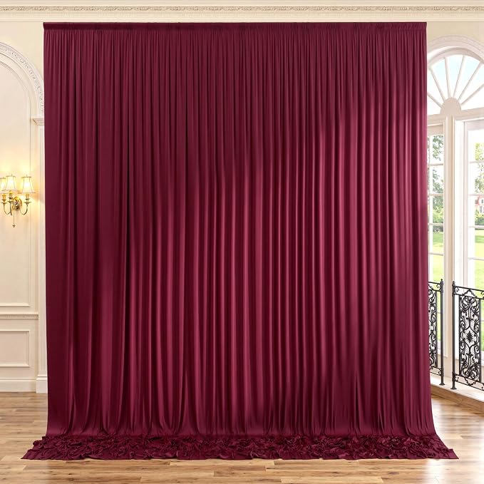 10x8ft Wrinkle Free Burgundy Backdrop Curtain Maroon Backdrop Drapes, Thick Fabric Wedding Curtains Party Background for Baby Shower Birthday Parties by ENJOYYOURPARTY