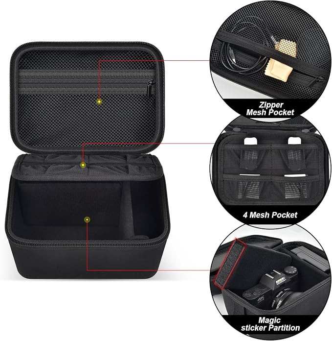 ANKHOH Vlogging Camera Case for Duluvulu/Zostuic/YIGLLO/Gavonde/Canon/Kodak | SD Card & Battery Storage, Accessory Pocket, Travel Carrying Bag, Case Only, For Creators Photography & Travel, Black - Image 3