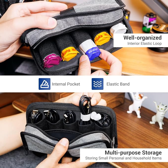 JJC Portable 120 Film Canister Pouch, Compact Film Carrying Case Storage Bag for 5 Rolls of 120 Medium-Format film, Compact Film Cassette Holder Container Storage Box with Belt Loop and Strap (No Film - Image 3