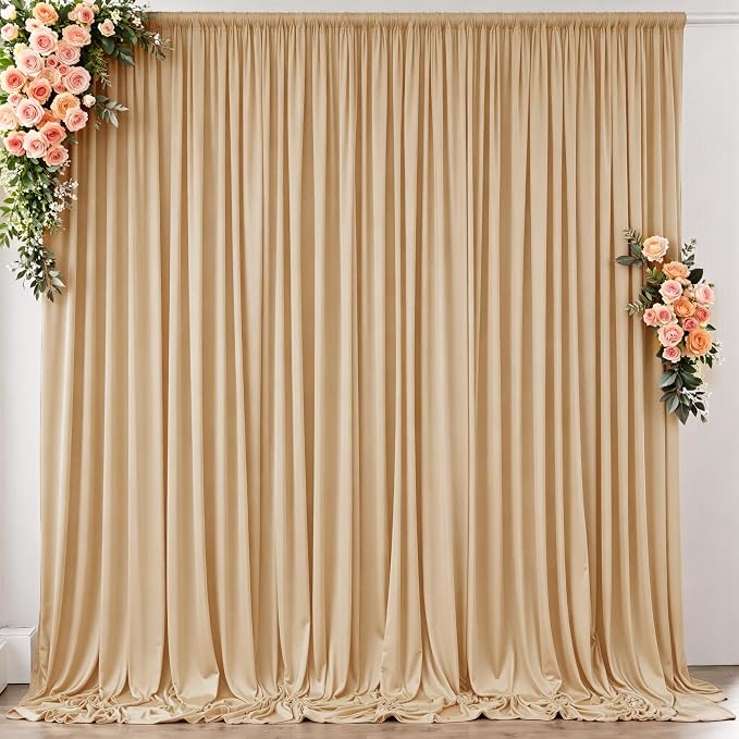 10ft x 8ft Wrinkle Free Champagne Backdrop Curtain for Wedding Parties, Thick Polyester Photo Backdrop Drapes for Baby Shower Engagement Birthday Party Backdrop Stand,5ft x 8ft 2 Panels - Image 8