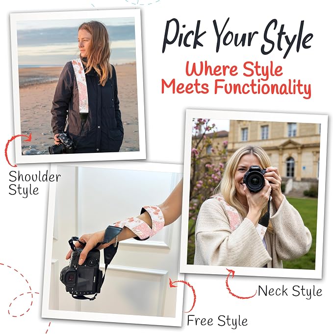 Art Tribute Camera Strap - Shoulder, Crossbody & Neck Camera Strap for Photographers, Fits All Cameras, Canon Nikon Sony Fujifilm, Padded Strap W/Quick Release, Embroidered Cotton & Leather Ends - Image 6
