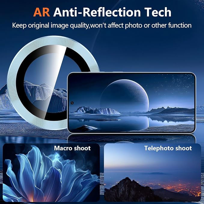 for Samsung Galaxy S26 Plus Camera Lens Protector, Individual Metal Ring Tempered Glass Lens Cover, [Strong Adsorption] Scratch Resistant Ultra-Thin HD Clear Lens Cover, 1 Set-Blue - Image 3