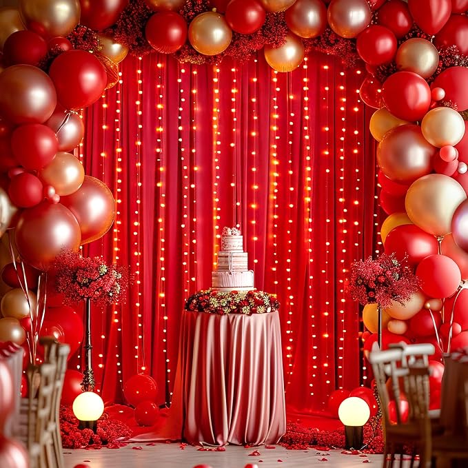 Red Backdrop Curtain for Parties Wedding Wrinkle Free Red Photo Curtains Backdrop Drapes Fabric Decoration for Birthday Party Baby Shower Christmas 5ft x 8ft,2 Panels - Image 4
