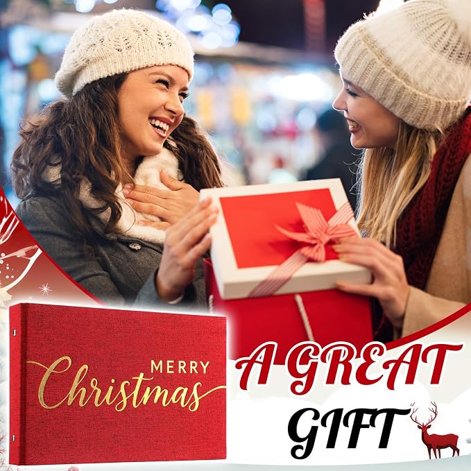 Spiareal Christmas Greeting Card Organizer Set 6 x 8 Inches Photo Binder Album Post Card Holder Storage 100 Pages Stamping Photo Album Display Organization Storage for Memory Greeting Post Gift - Image 6