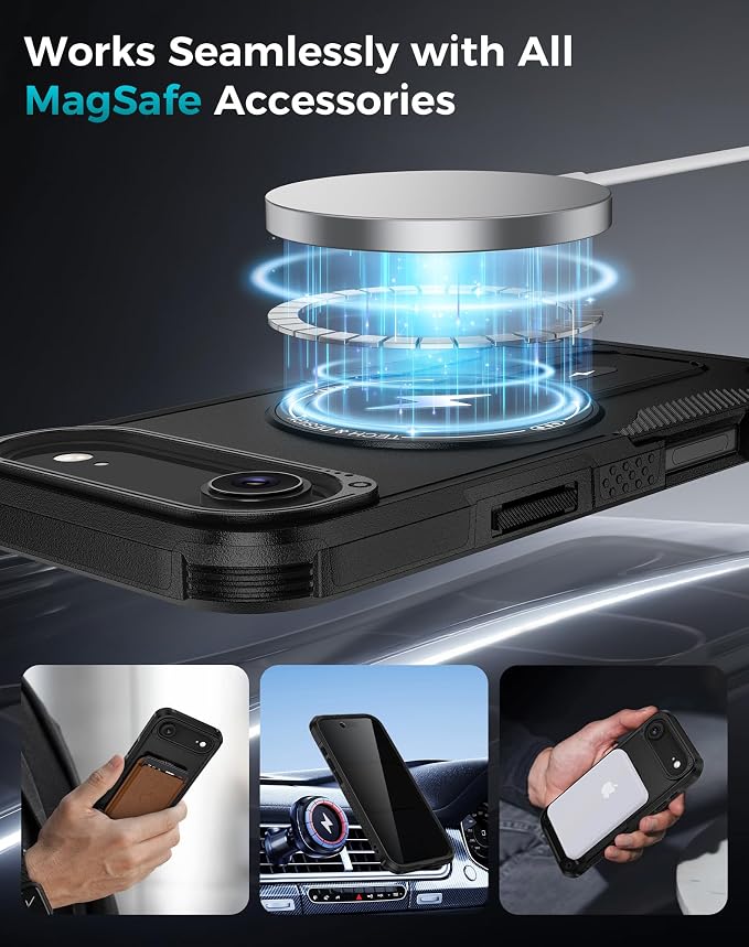 Goton 3 in 1 for iPhone Air Case with Privacy Screen Protector Black | Glass Camera Lens Protector,Compatible for MagSafe,Invisible Kickstand, Shockproof Phone Cover for iPhone 17air - Image 6
