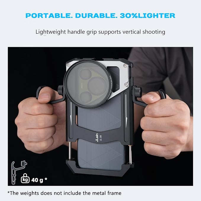 Universal Smartphone Cage Photo Video Stabilizer with Handles + Variable ND Filter for iPhone 17 16 15 14 for Samsung for Pixel Android Phones for Phone Vlog Live Stream Video Recording - Image 2
