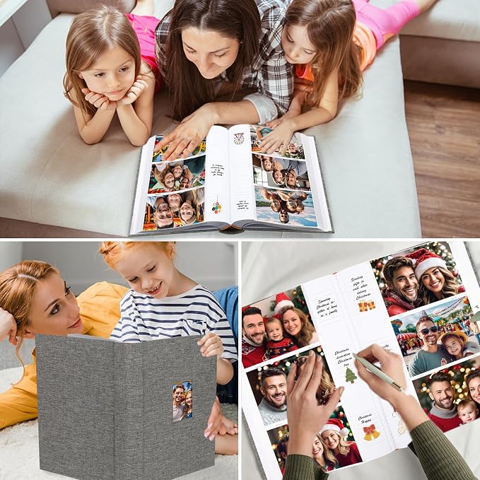 450 Pocket 4x6 Photo Album with Writing Space, Linen Cover, Grey | Large Capacity, 4x6 Album Book, with Memo for Family, Wedding Baby, Travel Memories Graduation Pictures - Image 7