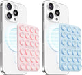 2Pack Magnetic Suction Phone Mount for MagSafe, Light Pink & Light Blue | Sticky Phone Grip Holder for iPhone, Removable Hands-Free Selfie/Video for TikTok Influencers, Women Girl Gift by KlearlookMaximizedClarity