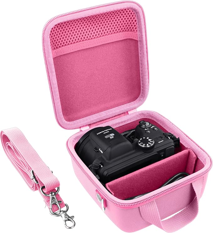 Case for KODAK PIXPRO AZ653/AZ401/AZ405/AZ425/AZ528 Digital Camera | Protective Storage Box, Portable Carrying Box, Smooth Zipper, Travel-ready, Shoulder Strap Covenient to Carry, Pink Case - Image 2