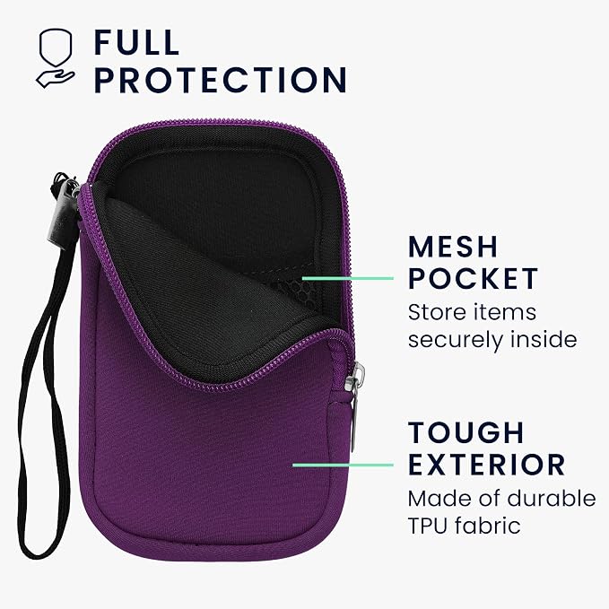 kwmobile Universal Phone Pouch Size L - 6.5" - Neoprene Smartphone Pouch with Zip - Water-Repellent Mobile Phone Case - Sleeve in Violet - Image 3