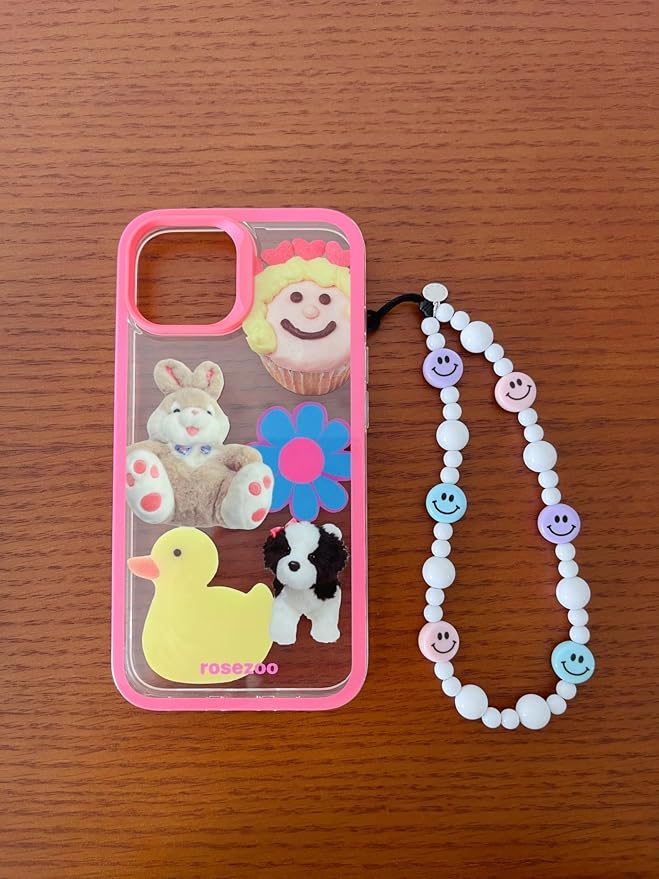 Drawwind Phone Charm Beaded Wristlet Strap Universal Cell Phone Lanyard Cute Bracelet Wrist Strap Beaded Chain String Handmade Accessories for Case Camera Bags (Smiley Face) - Image 3