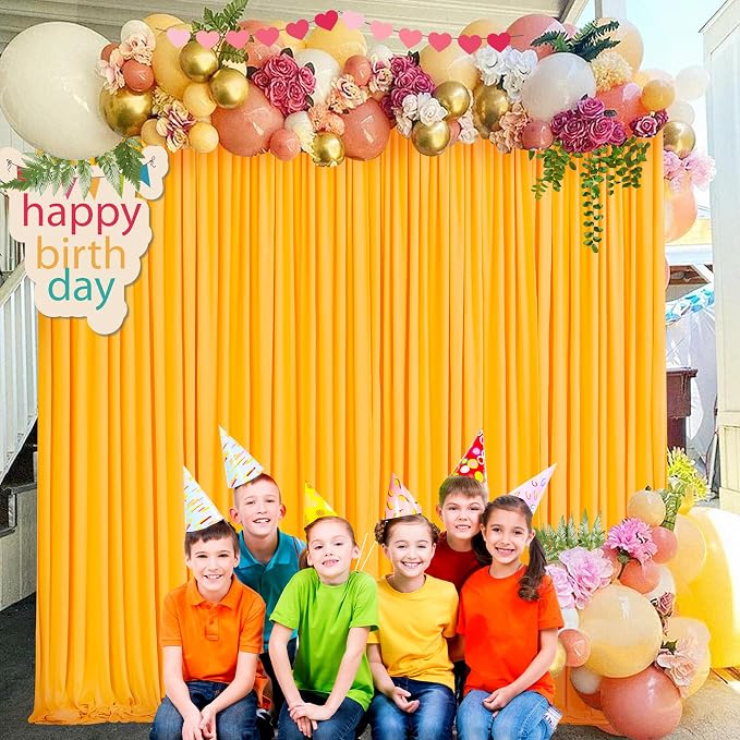 10x10 Marigold Backdrop Curtain for Parties Wrinkle Free Orange Photo Curtains Backdrop Drapes Fabric Decoration for Wedding Birthday Party Baby Shower 5ft x 10ft,2 Panels - Image 7