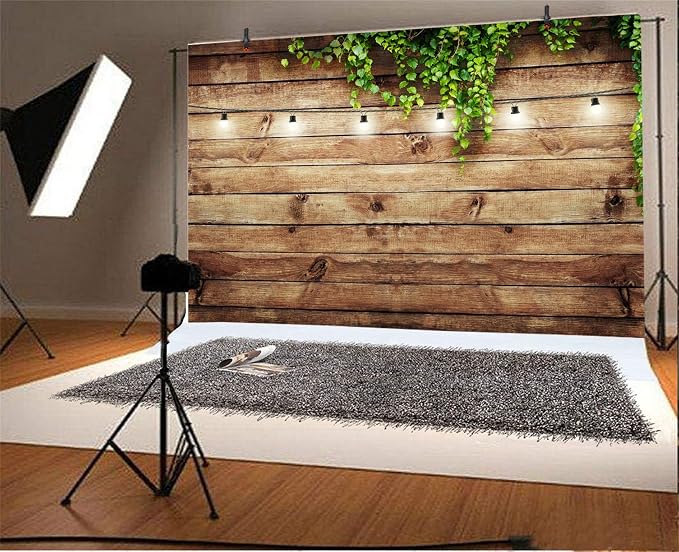 10x7ft Rustic Background for Photography Green Leaves Woodlands Photos Backdrops Wood Plank Backdrops for Weddings Birthday Baby Shower Party Barn Farmhouse Decorative Banner - Image 3