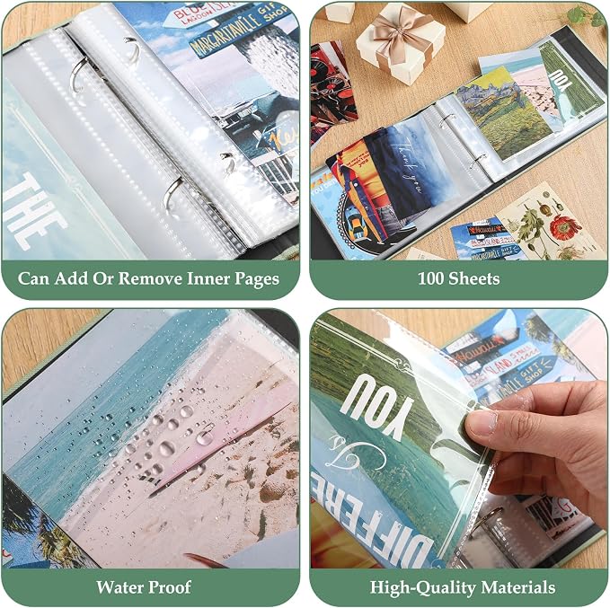 Spiareal Wonderful Memories Greeting Card Holder Organizer Set 6 x 8 Inches 100 Pages Fabric Binder Greeting Card Holder Stamping Album Display Organization Storage for Cards Keepsakes Memory Photo - Image 4