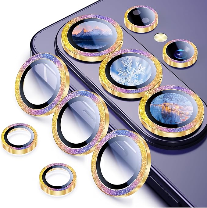 Uyiton for Samsung Galaxy S26 Ultra Camera Lens Protector, Unique Design | Case-Friendly, Ultra-Thin, Military-Grade Sapphire Glass with Aluminum Metal Rear Camera Screen Cover, Glitter Colorful by Uyiton