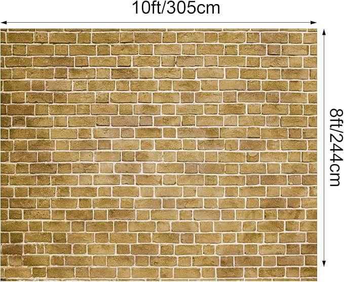 10x8 ft Yellow Brick Wall Backdrop Fabric Brick Photo Background | Large Polyester Brick Backdrop Cover for Photoshoot Home Fireplace Decoration, Newborn Birthday Party Decor - Image 2