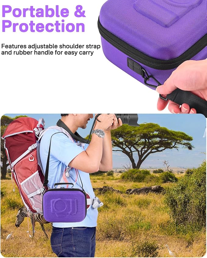 RAIACE Hard Case Compatible with Sony Alpha 7 II III IV/7R V Camera, for Nikon, for Canon, for Pentax and More. Mesh Pocket for Charger, Cables, Cards and Accessories. (case only) (Purple) - Image 5