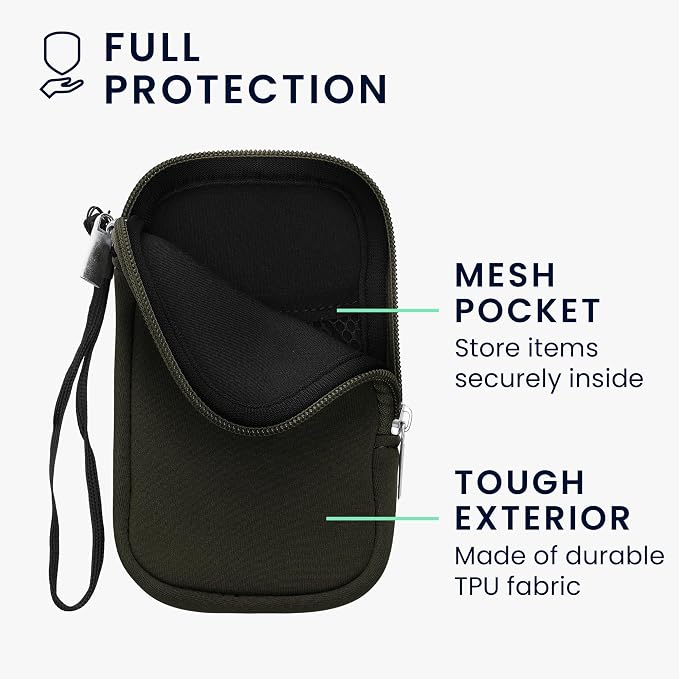 kwmobile Universal Phone Pouch Size XXL - 7" - Neoprene Smartphone Pouch with Zip - Water-Repellent Mobile Phone Case - Sleeve in Dark Green - Image 3
