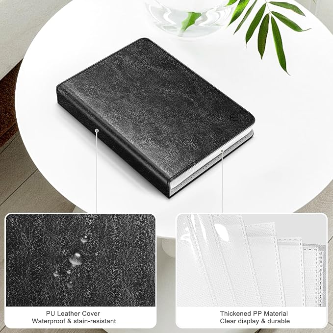 Fintie Photo Album for 3.5x4.25 Inch Polaroid Films, 64 Pockets | For Fujifilm Instax Wide Films, Polaroid Now+, Flip I-Type 600 Sx-70 Photos, Small Wallet Album, Memory Book, Vintage Black - Image 4